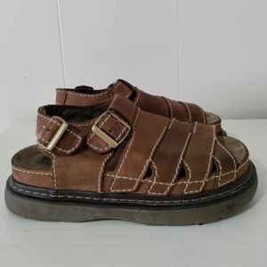 Vintage Y2K chunky fisherman sandals leather brown grunge boho festival 90s